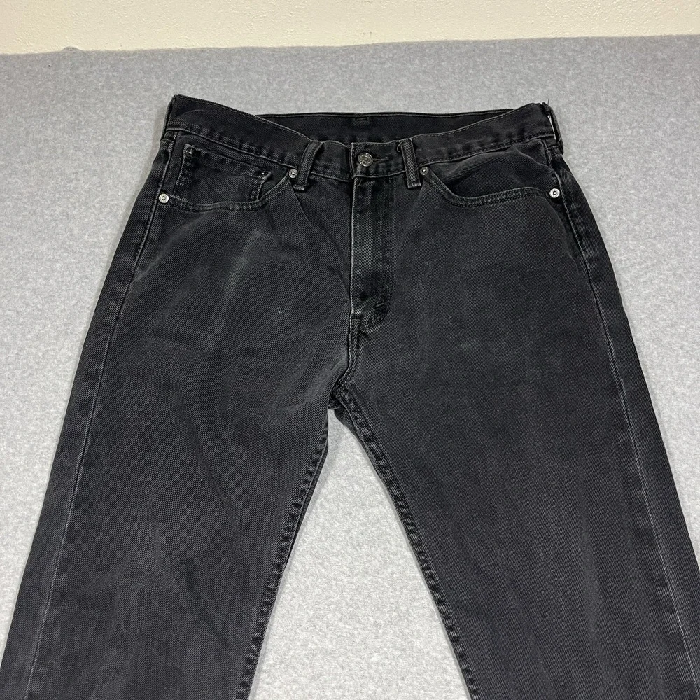 Levis Jeans Mens 34x34 (Fit 34x33) Black 505 Straight Denim 100% Cotton Dark